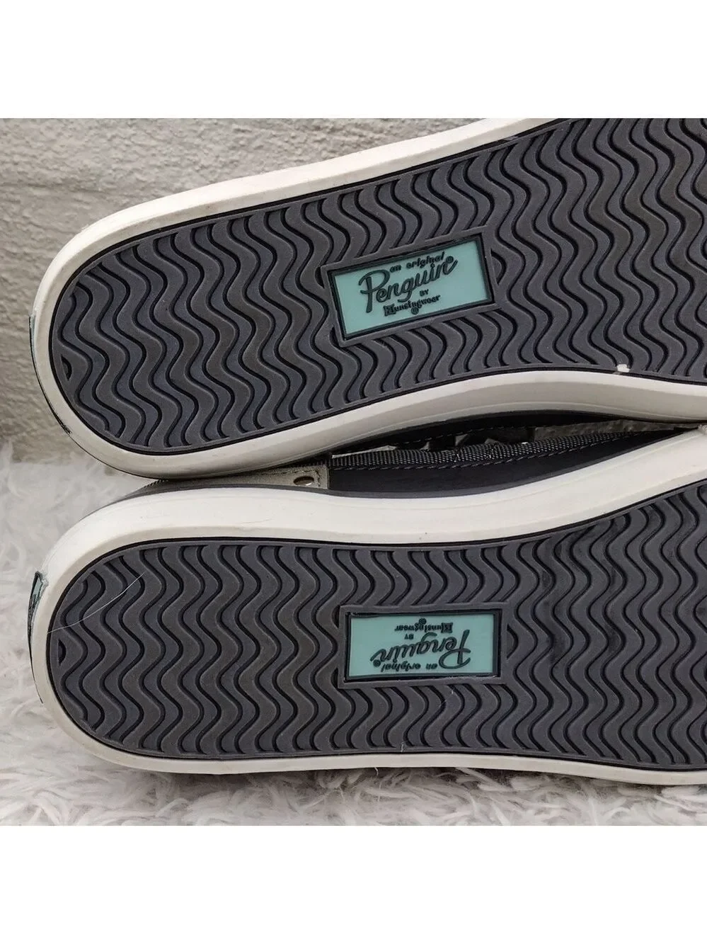 Original Penguin Mission Gray Fabric Leather Round Toe Lace Up Low Top Sneaker